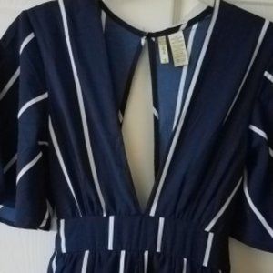 Romper Shorts Jumpsuit Navy & White Striped size S
